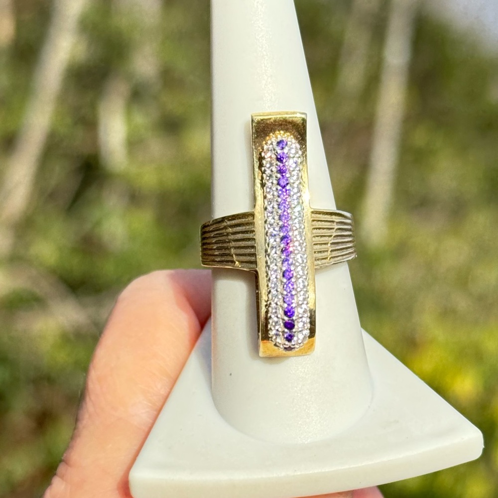 925 Heavy Unique Amethyst Ring - image 3